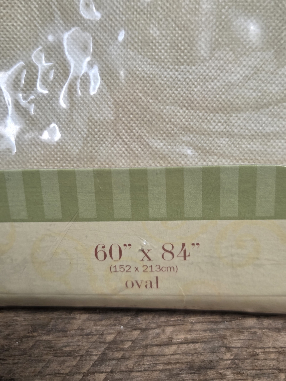 Everyday Luxuries Newbridge Vinyl Tablecloth 60x84 Oval Sage Green Damask NIP 1Q